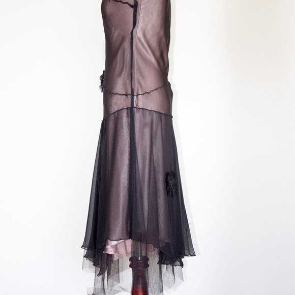 Women Illusion Sheer Dress Black Nude Cocktail Party S/M - Picture 8 of 9